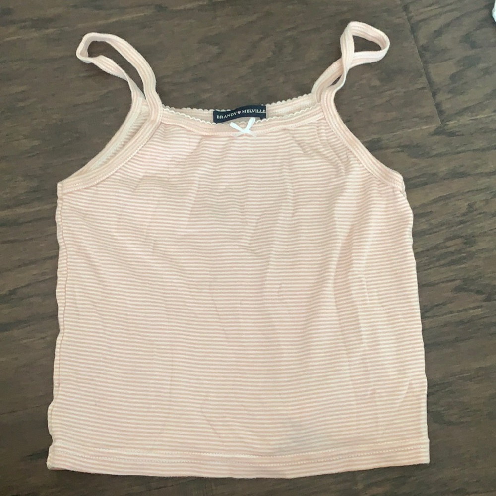 Pink and white striped tank top